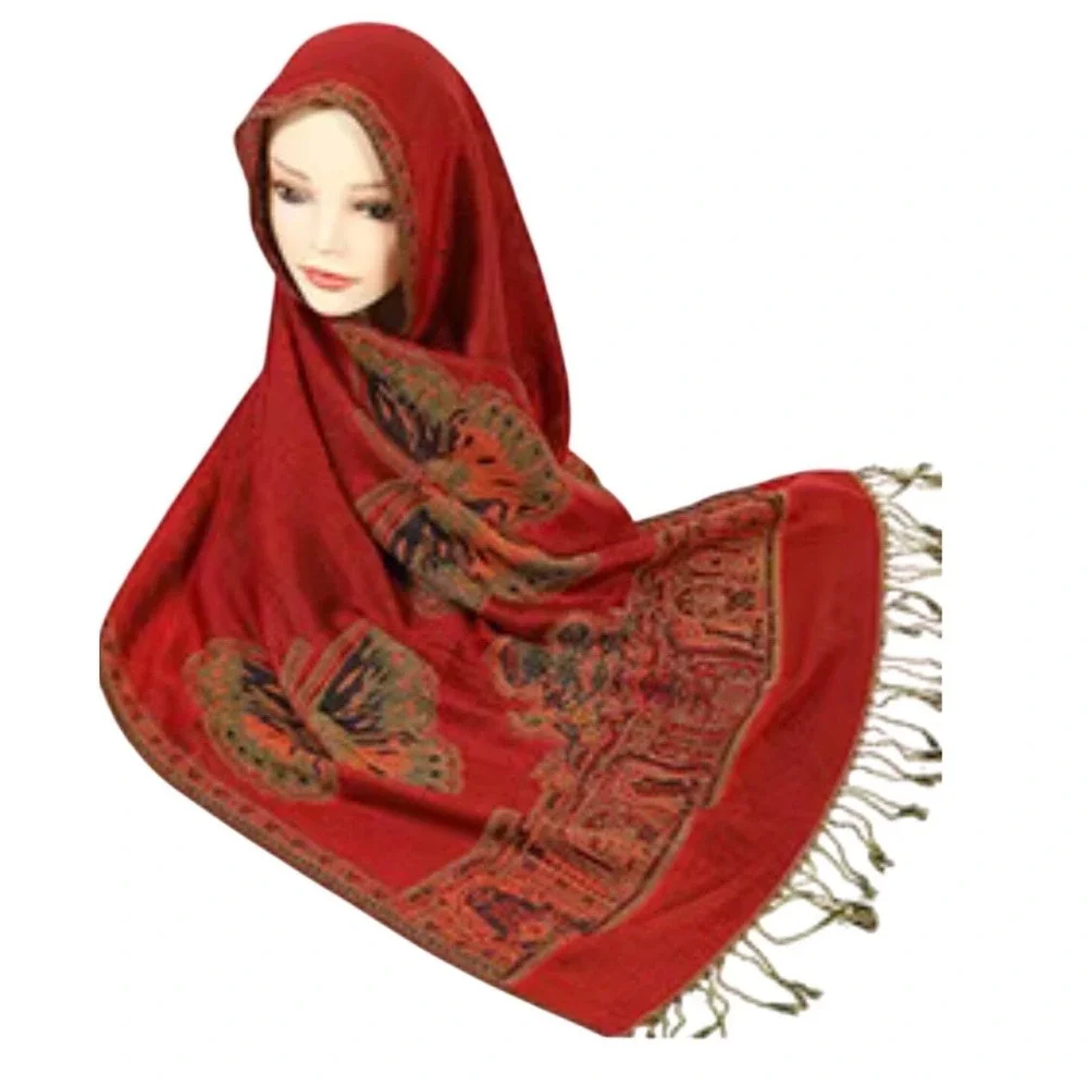 Pashmina Reversible Butterfly Paisley‎ Silk Blend Wrap Scarf, Women OS Boho